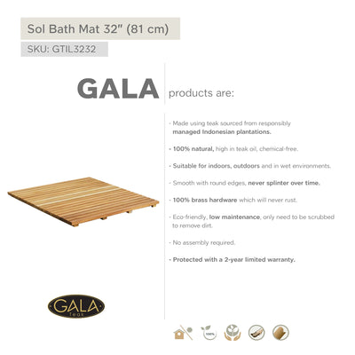 Teak Bath Mat SOL 32" X 32" (80 cm x 80 cm)