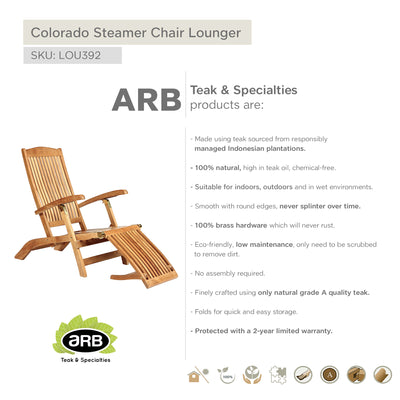 Chaise longue inclinable en teck Colorado