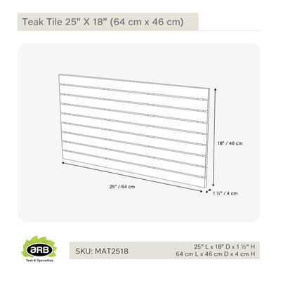 Tuile en teck 25"X 18"(63,5 cm x 46 cm)