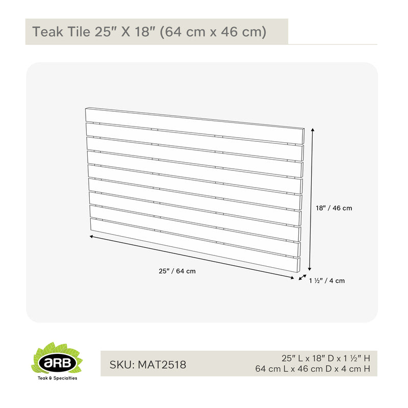 Tuile en teck 25"X 18"(63,5 cm x 46 cm)