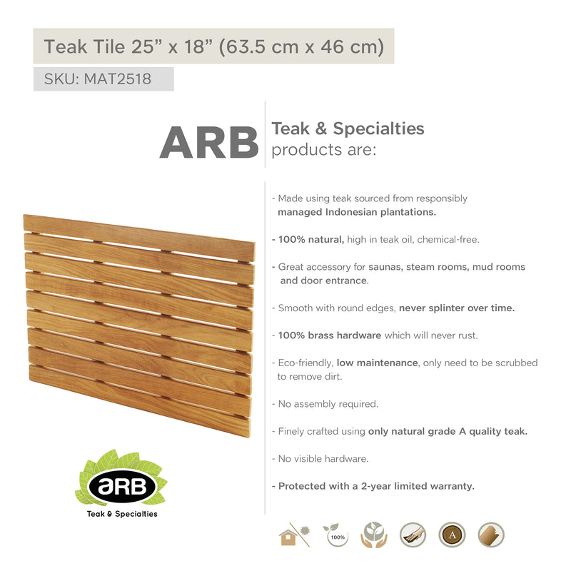 Tuile en teck 25"X 18"(63,5 cm x 46 cm)