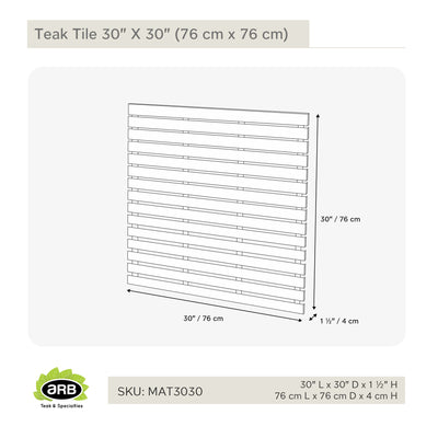 Tuile en teck 30"X 30"(76 cm x 76 cm)