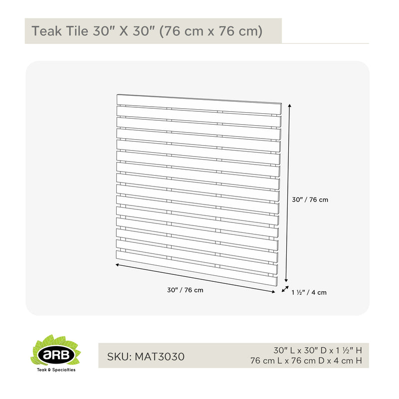 Tuile en teck 30"X 30"(76 cm x 76 cm)