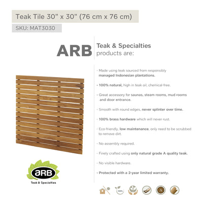 Tuile en teck 30"X 30"(76 cm x 76 cm)