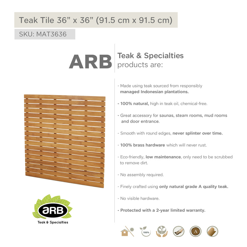 Tuile en teck 36"X 36"(91,5 cm x 91,5 cm)