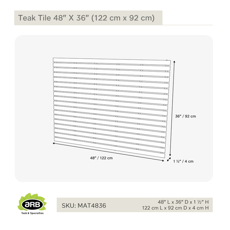 Tuile en teck 48"X 36"(122 cm x 91,5 cm)
