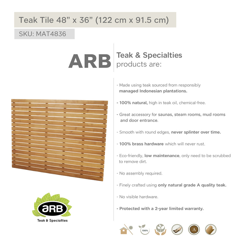Tuile en teck 48"X 36"(122 cm x 91,5 cm)