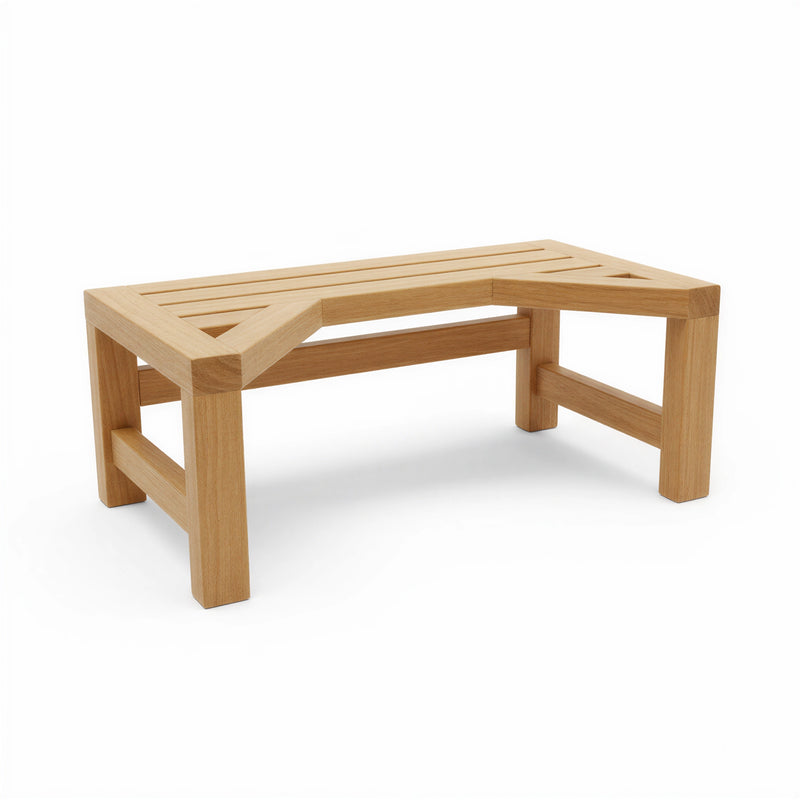 Solid Teak Squatting Toilet Stool | 8" Height x 20" Wide | Luxury Washroom Footrest