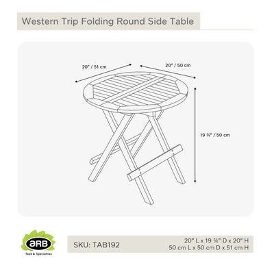 Table d'appoint ronde pliante 50 cm (20 po)