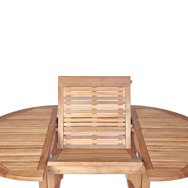 Table à extension en teck ronde Asia 120/180 cm (48/71 po)