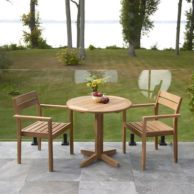 Table en teck piédestal rounde Cafe 80 cm (32 po)