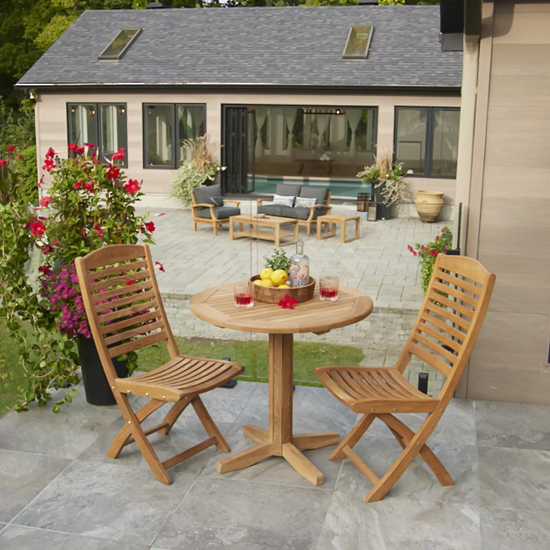 Table en teck piédestal rounde Cafe 80 cm (32 po)