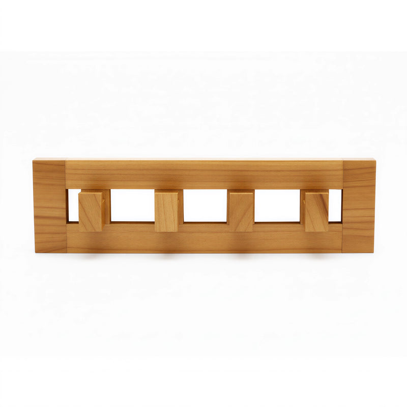 Teak 4-Hook Wall-Mounted Coat Rack