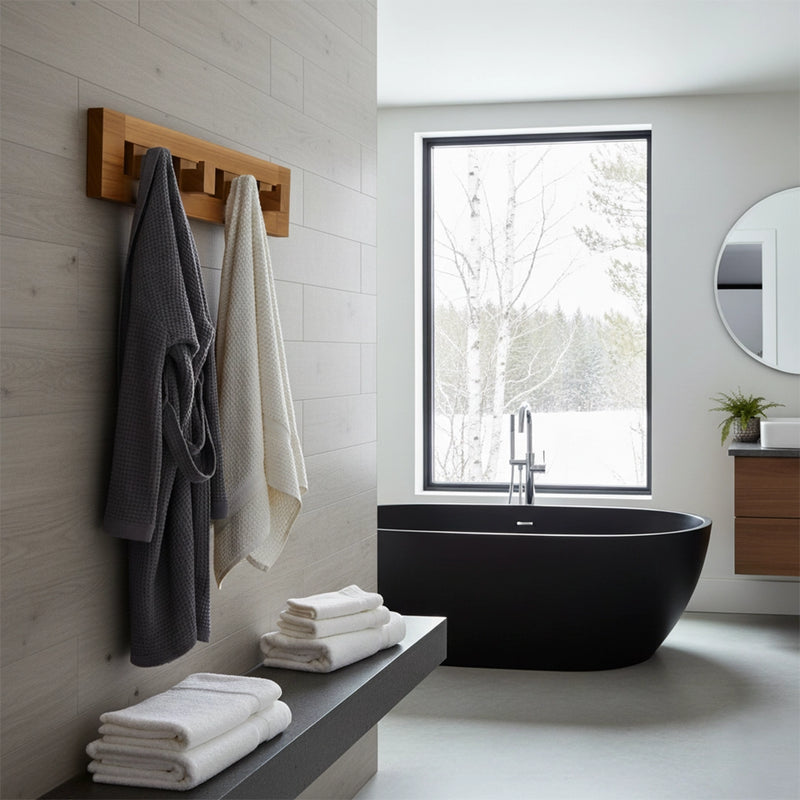 Teak 4-Hook Wall-Mounted Coat Rack