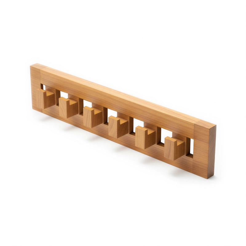 Solid Teak 6-Hook Wall-Mounted Coat Rack