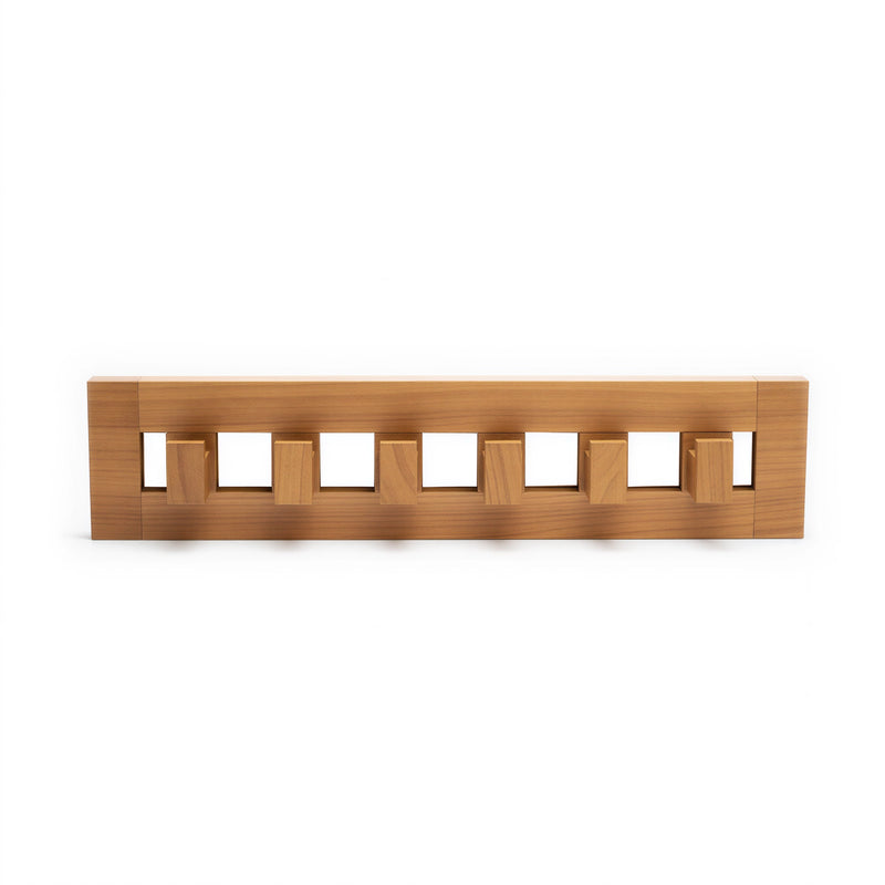 Solid Teak 6-Hook Wall-Mounted Coat Rack