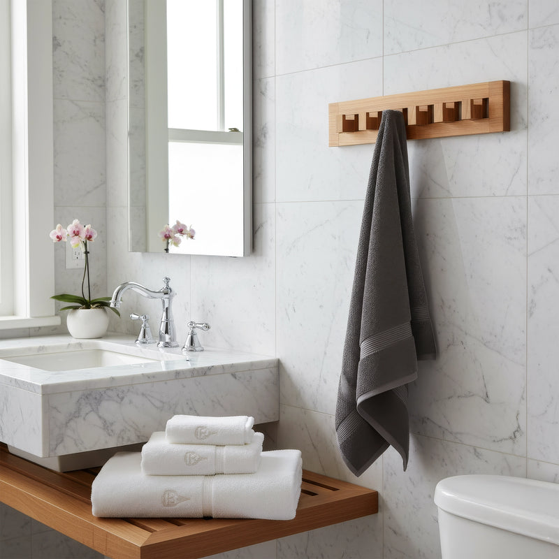 Solid Teak 6-Hook Wall-Mounted Coat Rack