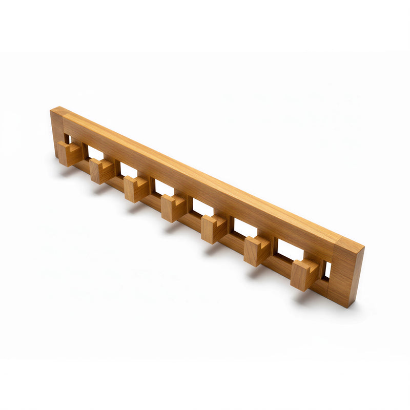 Solid Teak 7-Hook Wall-Mounted Coat Rack