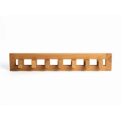 Solid Teak 7-Hook Wall-Mounted Coat Rack