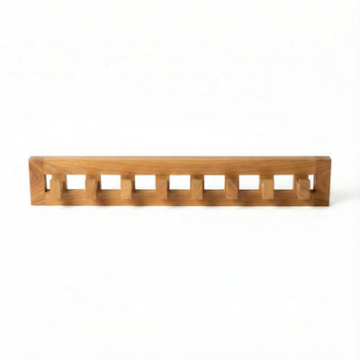 Solid Teak 8-Hook Wall-Mounted Coat Rack
