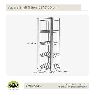 Étagère carrée en teck 150 cm (59 po)