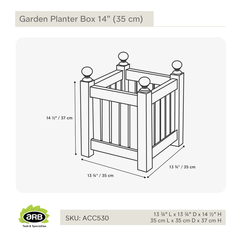 Jardinière carrée en teck 35 cm (14 po)