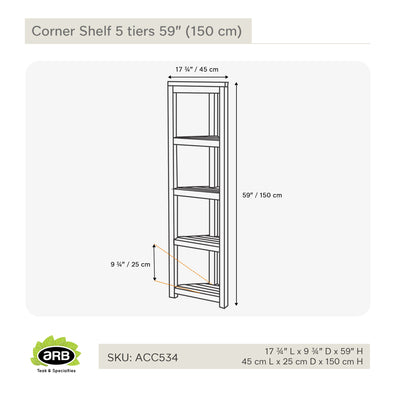 Étagère en coin 150 cm (59 po)