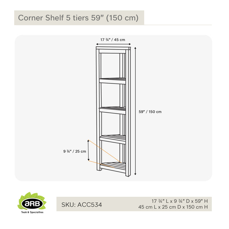 Étagère en coin 150 cm (59 po)