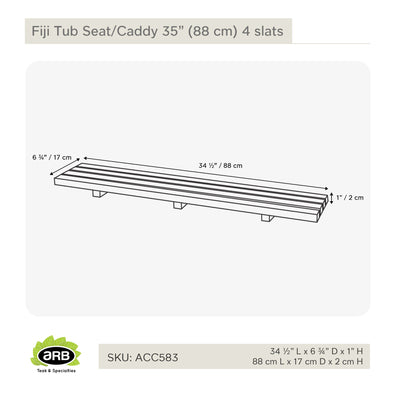Pont de bain en teck Fiji 88 cm (34.5 po) 4 lamelles