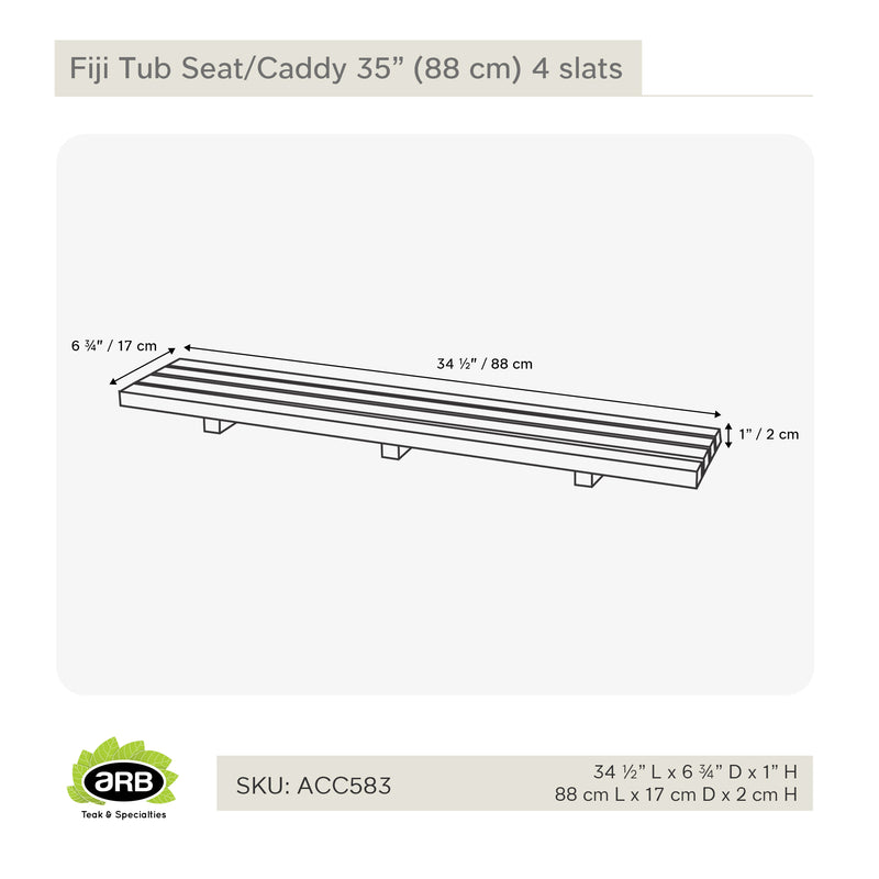 Pont de bain en teck Fiji 88 cm (34.5 po) 4 lamelles
