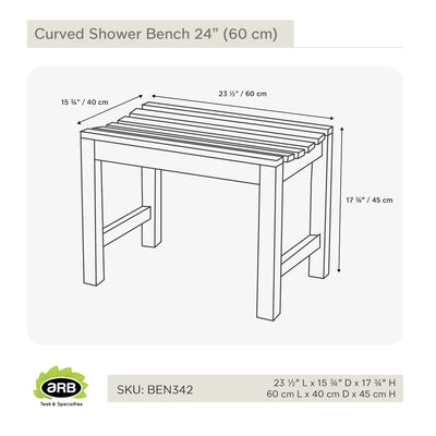 Banc de douche en teck Curved 60 cm (24 po)