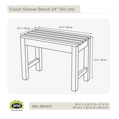 Banc de douche en teck Coach 60 cm (24 po)