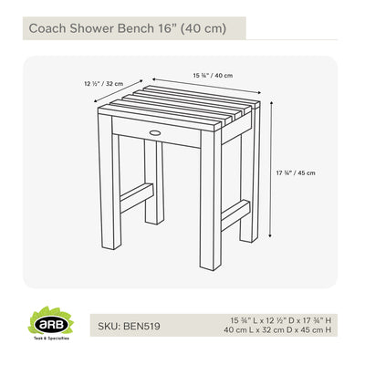 Banc de douche en teck Coach 40 cm (16 po)