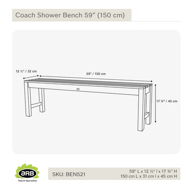 Banc de douche en teck Coach 150 cm (59 po)