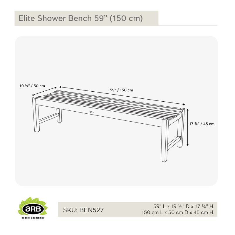 Banc de douche en teck Élite 150 cm (59 po)