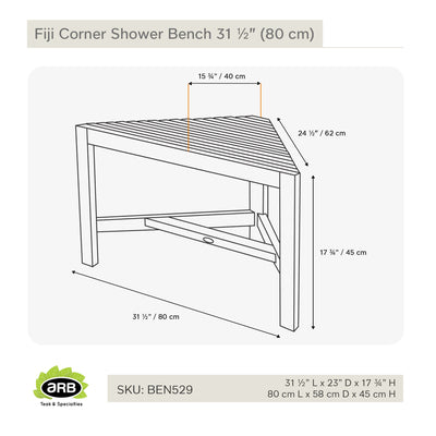 Banc en coin de douche en teck Fiji 80 cm (31 po)