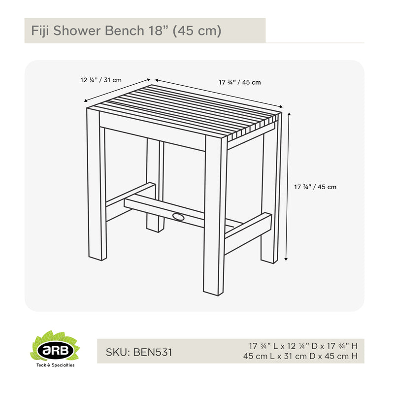 Banc de douche en teck Fiji 45 cm (18 po)