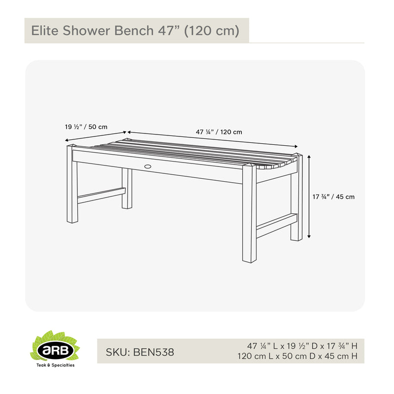 Banc de douche en teck Élite 120 cm (47 po)