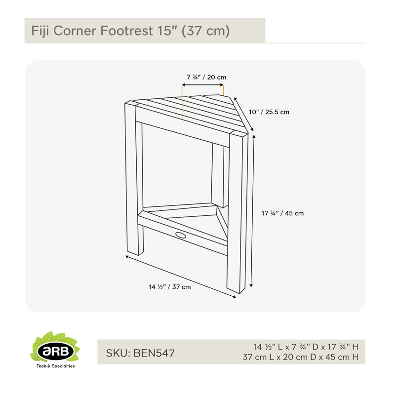 Repose-pieden teck Fiji en coin 37 cm (15 po)
