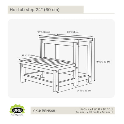 Marches pour spa en teck 60 cm (24 po)
