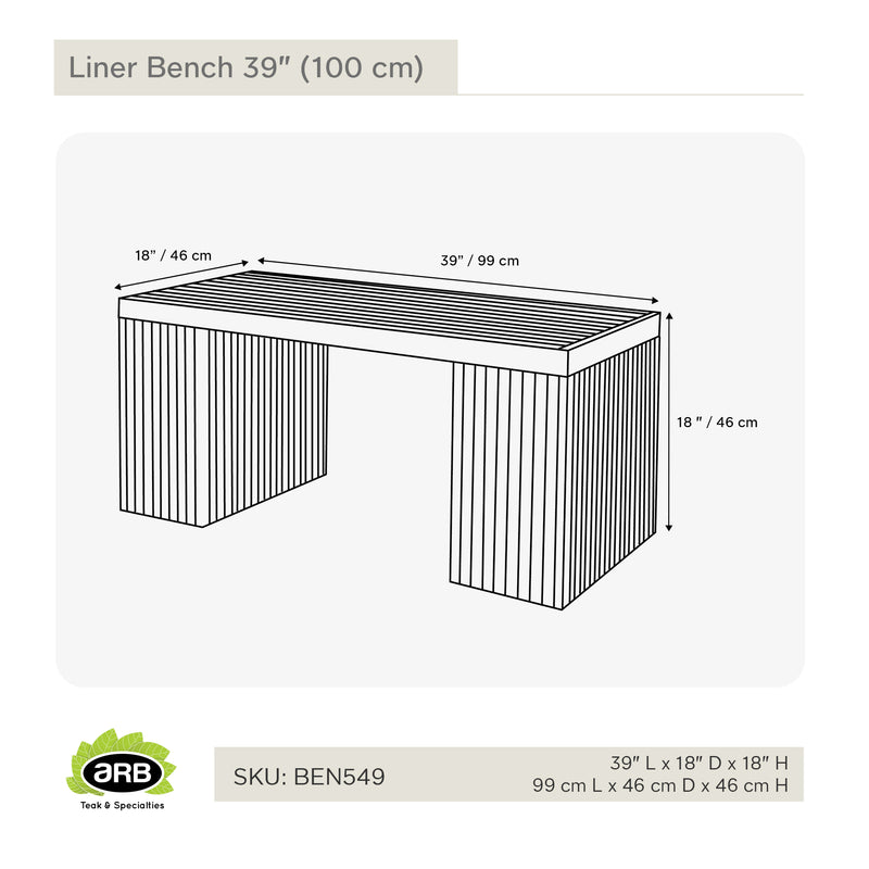 Banc en teck Liner 100 cm (39 po)