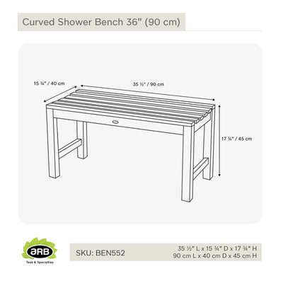Banc de douche en teck Curve 90 cm (36 po)