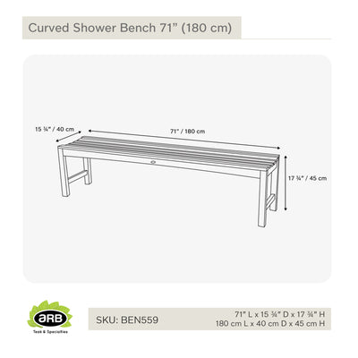 Banc de douche  en teck Curve 180 cm (71 po)