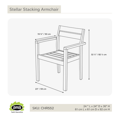 Chaise embilable en teck avec bras Stellar