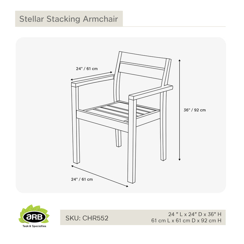 Teak Dining Armchair Stackable Stellar