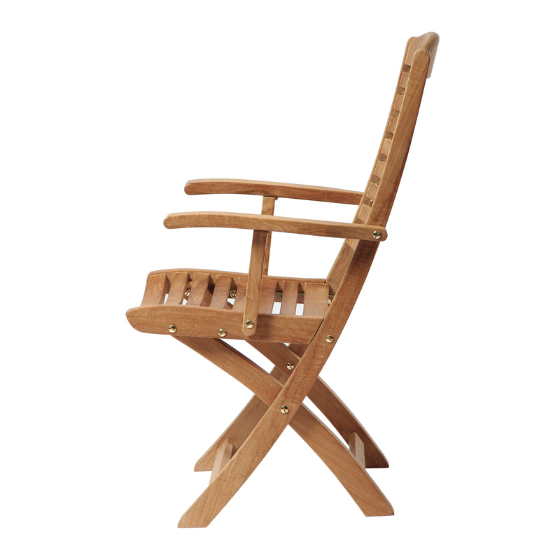 SET568-530 - Table pliante en teck Asia - Rectangulaire 35"avec 2 fauteuils pliants Manhattan